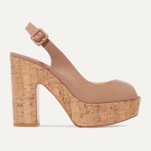 Christian Louboutin Dona Anna 120 Leather Slingback Platform Sandals - Neutral